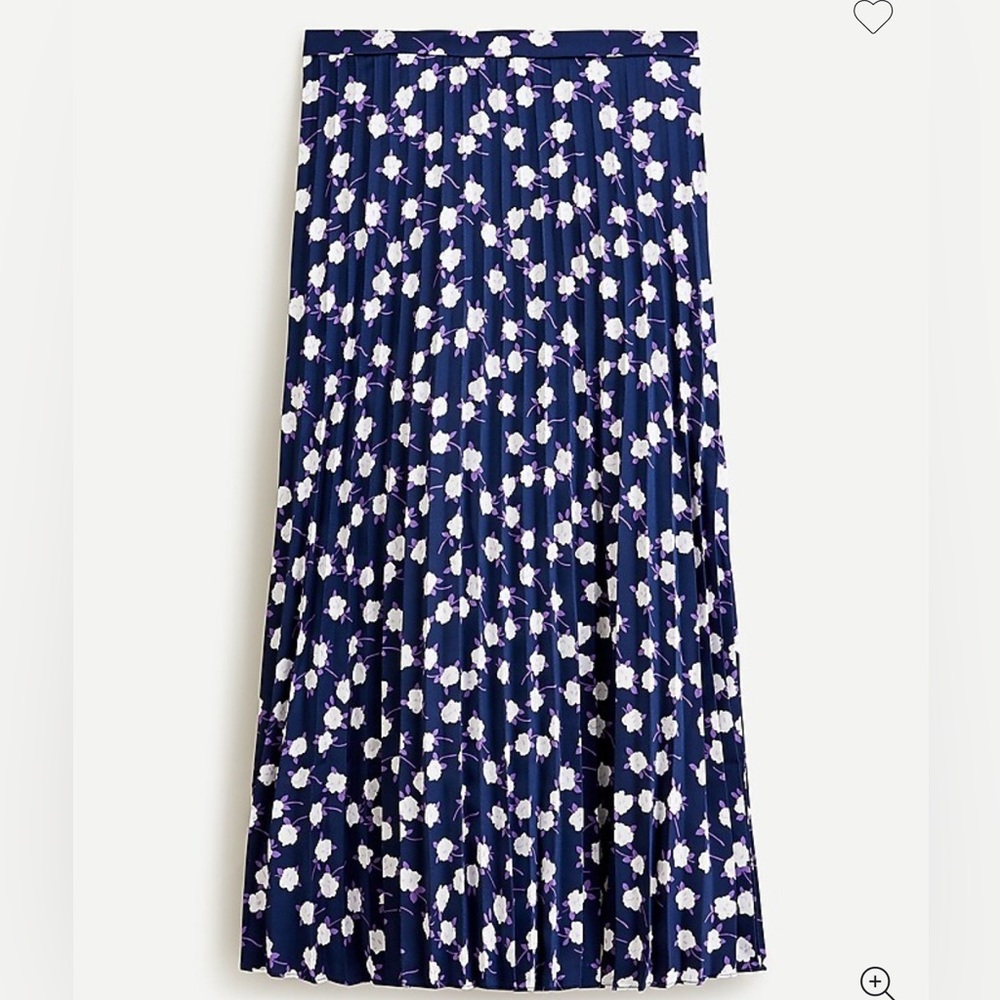 J Crew Pleated Midi Floral Scattered Peony Blue Skirt - size 0